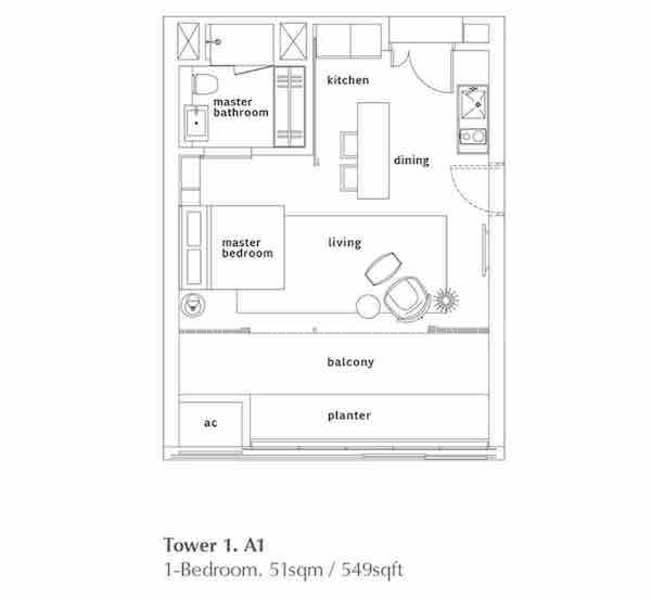 OUE Twin Peaks, S$ 4,300 (可协商价格) /月, 549 sqft, 公寓 - Condominium