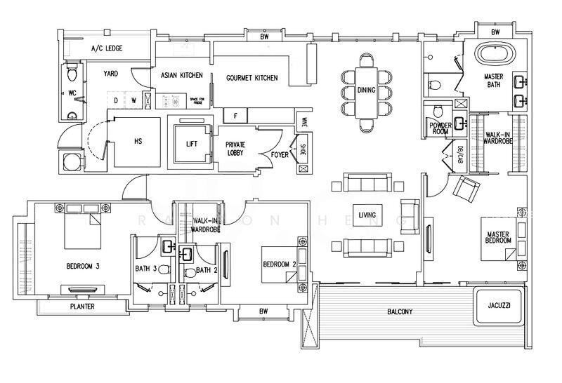 Bishopsgate Residences, S$ 8,900,000 (可协商价格), 2,433 sqft, 公寓 - Apartment