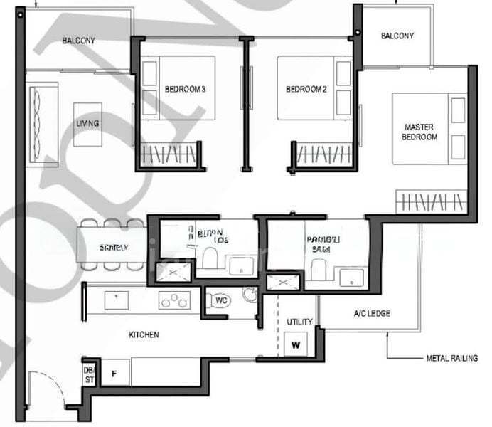 Parc Komo, S$ 4,400 /月, 1,001 sqft, 公寓 - Condominium