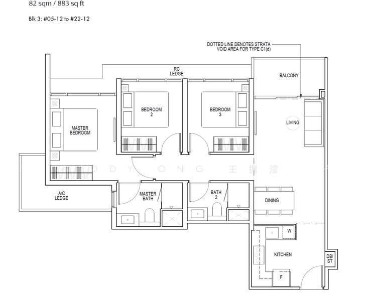 Piccadilly Grand, S$ 2,238,000 (可协商价格), 883 sqft, 公寓 - Condominium