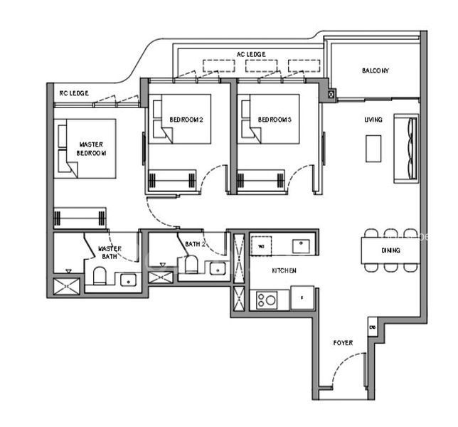 Vela Bay, S$ 2,300,000, 883 sqft, 公寓 - Condominium