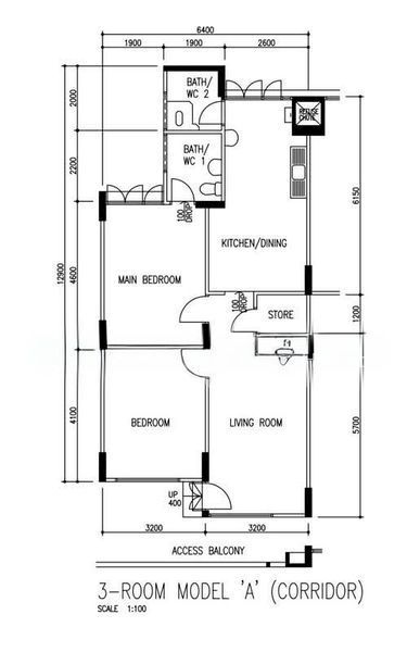 615 Yishun Ring Road, S$ 950 /mo, 120 sqft, HDB - 3 A
