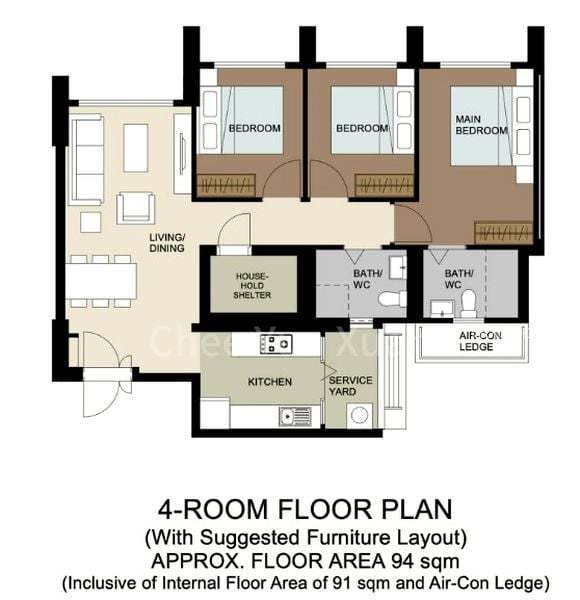 114A Plantation Crescent, S$ 800 /mo, 1,076 sqft, HDB - Unknown
